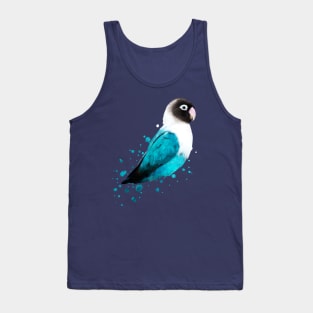 Dramabite Masked Lovebird, Black-masked Lovebird, Collared Lovebird watercolor (Agapornis personatus)  Blue Parrot Bird Tank Top